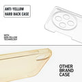 Anti-yellow hard back case comparison showing clear non-yellowing technology versus yellowed other brand case for Vivo X100 5G