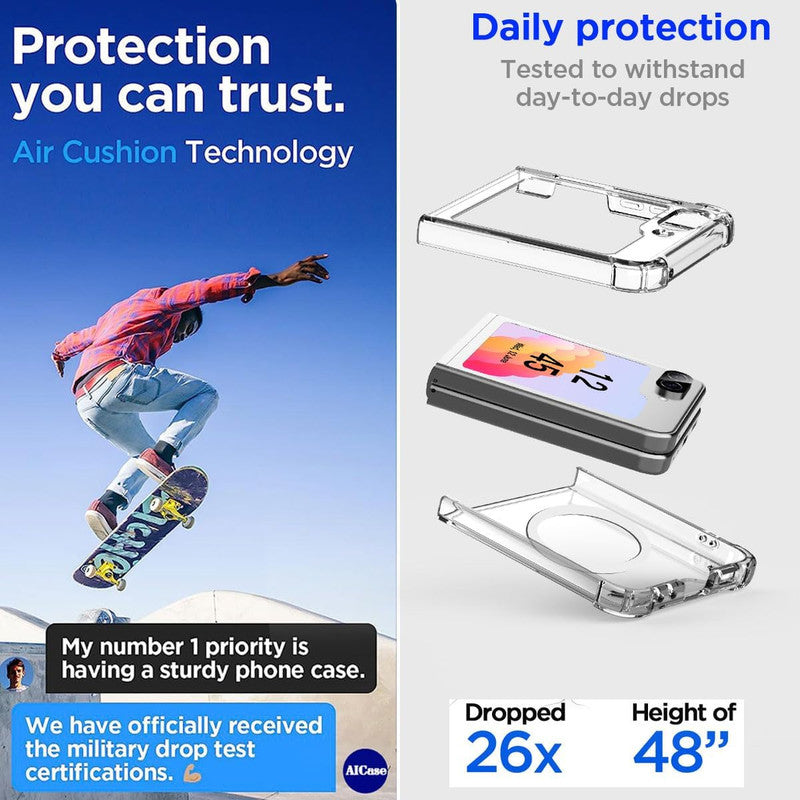 High Quality Wireless Charging Support Transparent Back Case for Samsung Flip 6