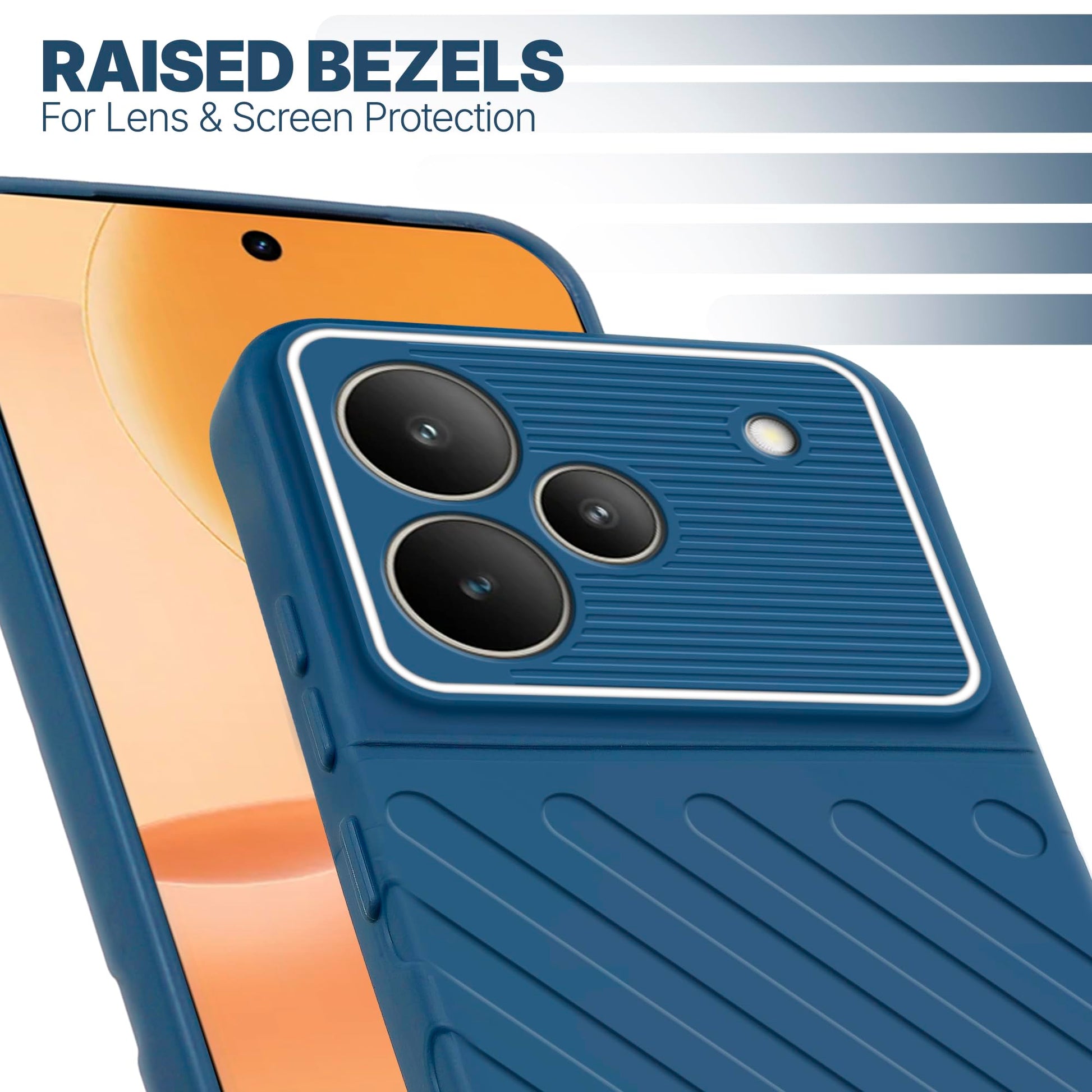 Slim blue silicone back cover for Realme P4 5G with strong drop protection and soft feel