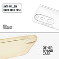 Anti-yellow hard back case comparison showing clear non-yellowing technology versus yellowed other brand case for Vivo V50e 5G