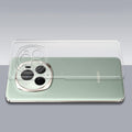 Transparent hard back case being installed on Honor Magic 6 Pro showing perfect alignment and camera protection fit