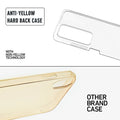 Anti-yellow hard back case comparison showing clear non-yellowing technology versus yellowed other brand case for Oppo A5 5G