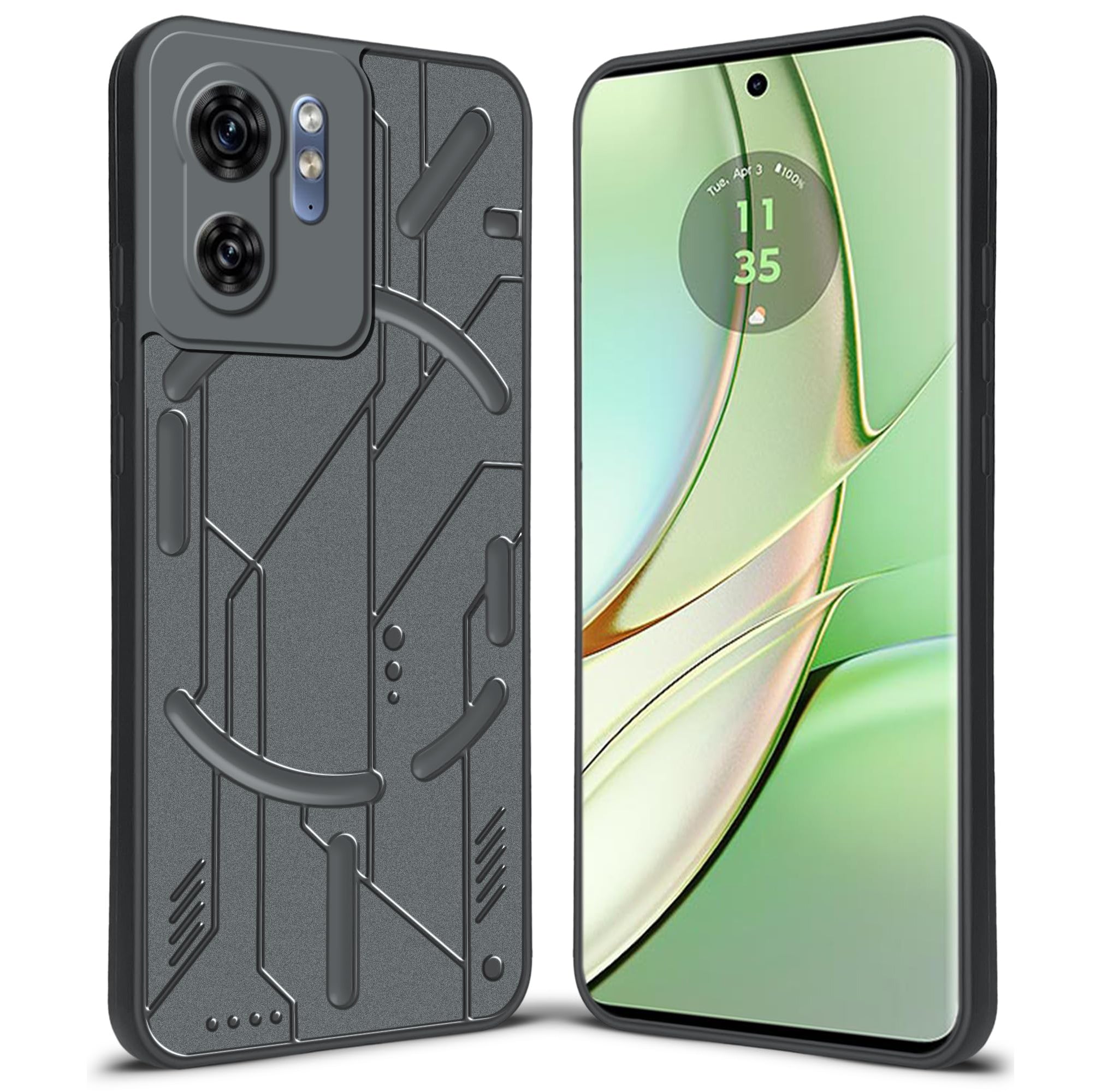 Soft Silicone Back Case Cover for Motorola Edge 40 5G | Camera Bumper Protection | Shockproof Anti-Slip (Shiny Black)