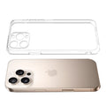 Transparent hard back case being installed on Apple iPhone 16 Pro Max showing perfect alignment and camera protection fit