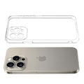 Transparent hard back case being installed on Apple iPhone 14 Pro Max showing perfect alignment and camera protection fit