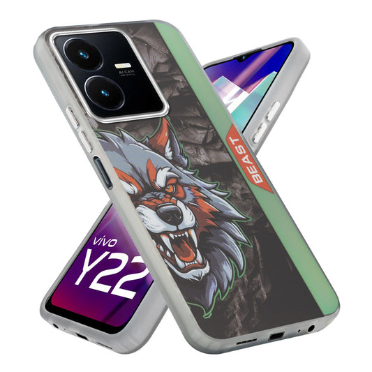 Beast Mode Animal Printed Back Case For Vivo Y22 With Hard Back & Glow Effect
