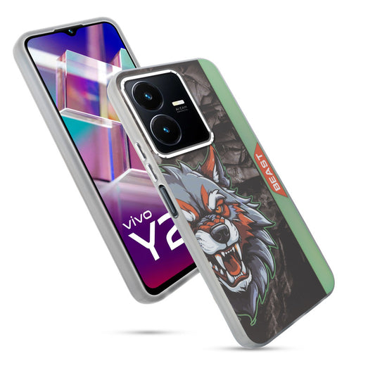 Beast Mode Animal Printed Back Case For Vivo Y22 With Hard Back & Glow Effect