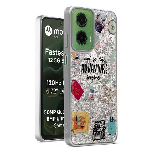 Shiny Foil Design Printed Back Case for Motorola G35 5G With Soft Edges with Glossy Semi-Hard Back