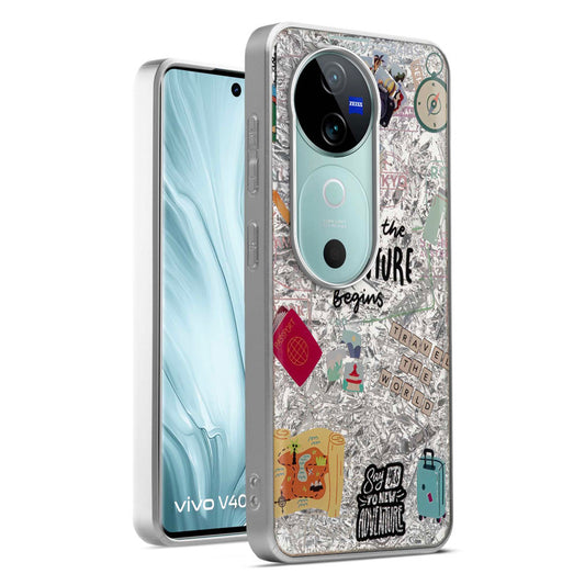 Shiny Foil Design Printed Back Case for Vivo V40 5G With Soft Edges with Glossy Semi-Hard Back