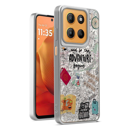 Shiny Foil Design Printed Back Case for Motorola Moto G15 With Soft Edges with Glossy Semi-Hard Back