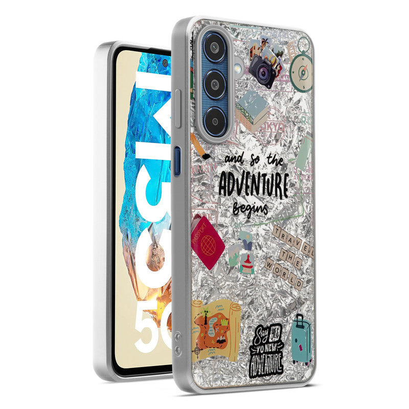 Shiny Foil Design Printed Back Case for Samsung M35 5G With Soft Edges with Glossy Semi-Hard Back
