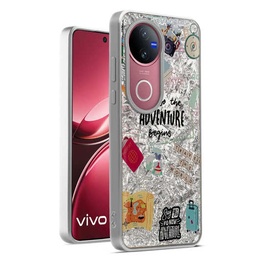 Shiny Foil Design Printed Back Case for Vivo V50 5G With Soft Edges with Glossy Semi-Hard Back