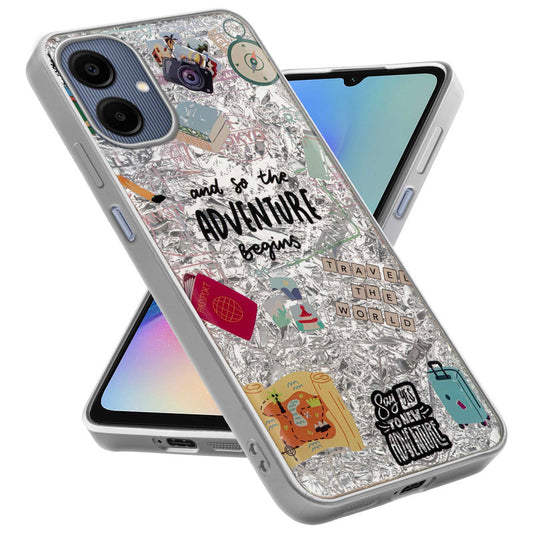 Shiny Foil Design Printed Back Case for Samsung A06 5G With Soft Edges with Glossy Semi-Hard Back
