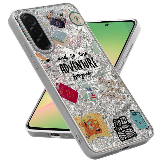 Shiny Foil Design Printed Back Case for Samsung A56 5G With Soft Edges with Glossy Semi-Hard Back