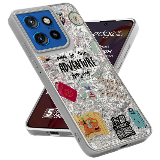 Shiny Foil Design Printed Back Case for Motorola Moto Edge 50 Neo 5G With Soft Edges with Glossy Semi-Hard Back