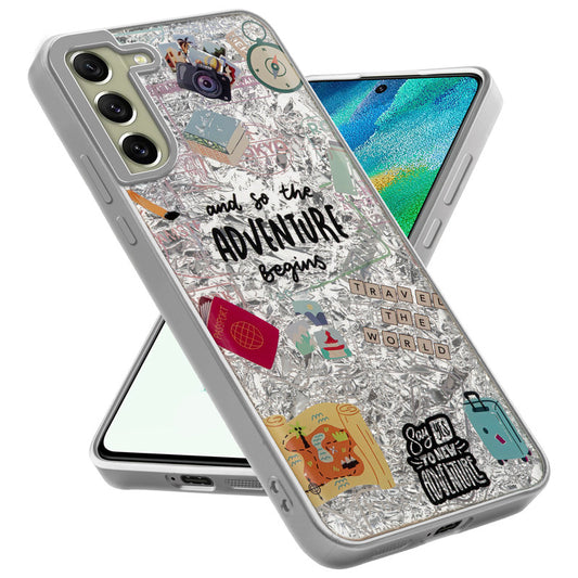 Shiny Foil Design Printed Back Case for Samsung S21 FE 5G With Soft Edges with Glossy Semi-Hard Back
