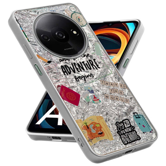 Shiny Foil Design Printed Back Case for Redmi A3 With Soft Edges with Glossy Semi-Hard Back