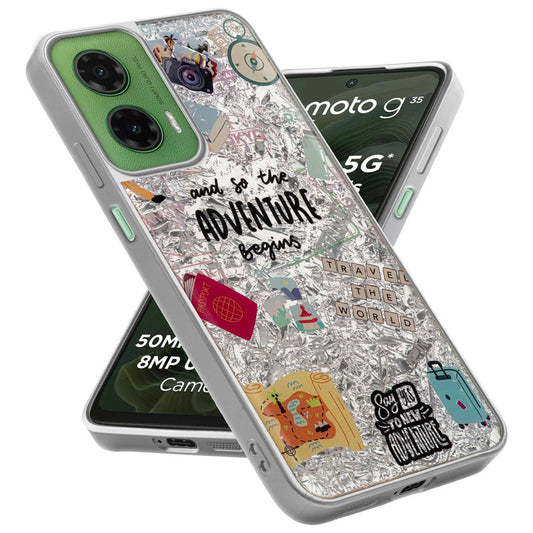 Shiny Foil Design Printed Back Case for Motorola G35 5G With Soft Edges with Glossy Semi-Hard Back