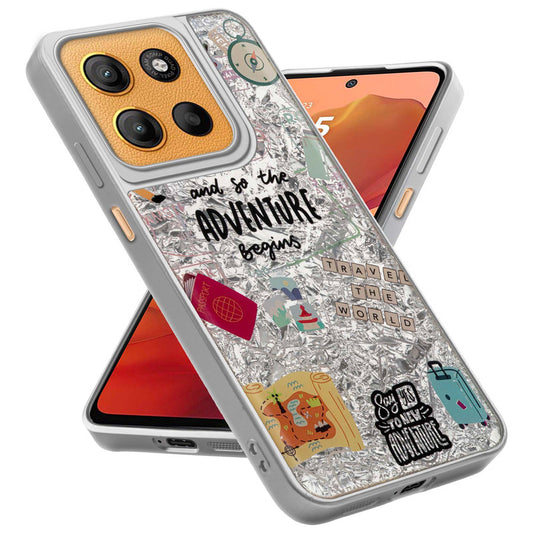 Shiny Foil Design Printed Back Case for Motorola Moto G15 With Soft Edges with Glossy Semi-Hard Back