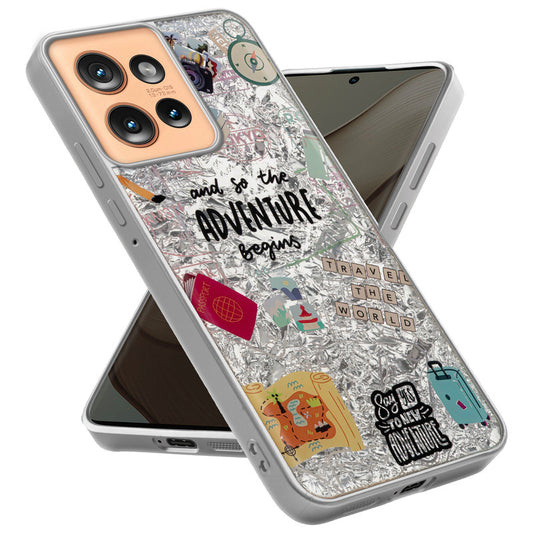 Shiny Foil Design Printed Back Case for Motorola Moto Edge 50 5G With Soft Edges with Glossy Semi-Hard Back