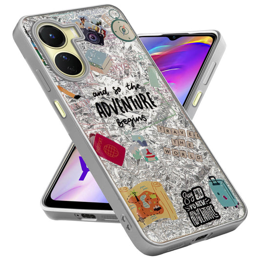 Shiny Foil Design Printed Back Case for Vivo Y16 With Soft Edges with Glossy Semi-Hard Back