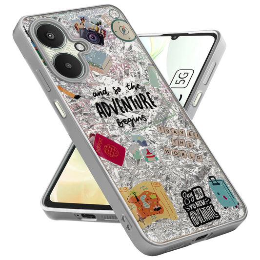 Shiny Foil Design Printed Back Case for Redmi 13C 5G With Soft Edges with Glossy Semi-Hard Back