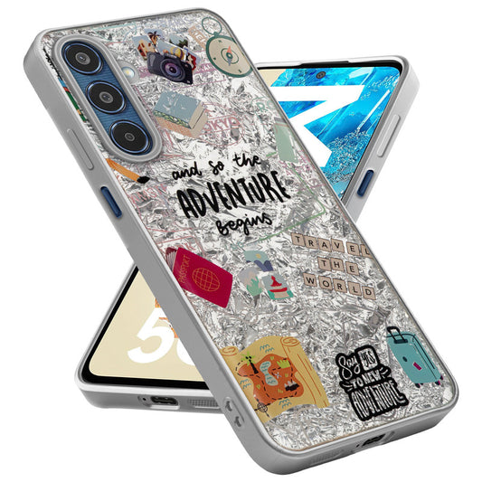Shiny Foil Design Printed Back Case for Samsung M35 5G With Soft Edges with Glossy Semi-Hard Back