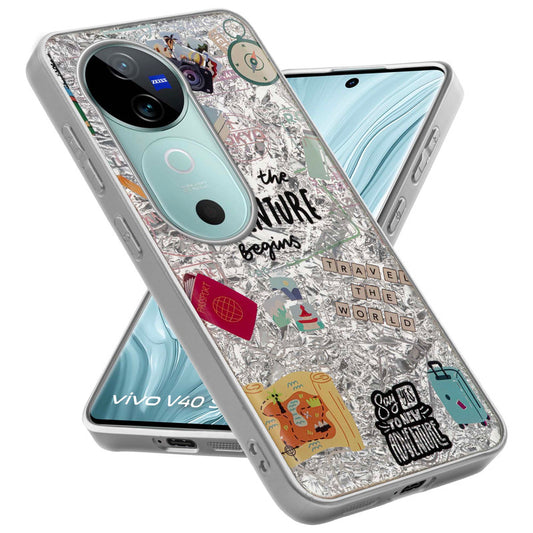 Shiny Foil Design Printed Back Case for Vivo V40 5G With Soft Edges with Glossy Semi-Hard Back