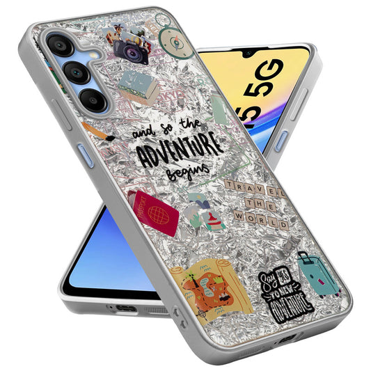 Shiny Foil Design Printed Back Case for Samsung A15 5G With Soft Edges with Glossy Semi-Hard Back