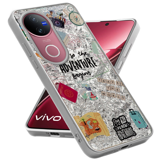 Shiny Foil Design Printed Back Case for Vivo V50 5G With Soft Edges with Glossy Semi-Hard Back