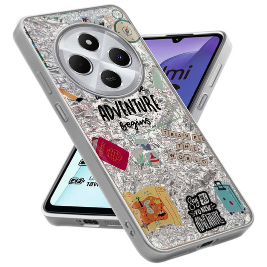 Shiny Foil Design Printed Back Case for Redmi 14C 5G With Soft Edges with Glossy Semi-Hard Back