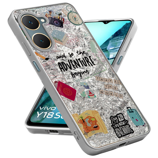Shiny Foil Design Printed Back Case for Vivo Y18 With Soft Edges with Glossy Semi-Hard Back
