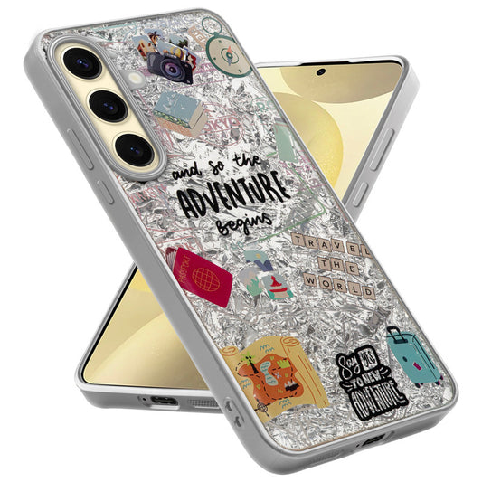 Shiny Foil Design Printed Back Case for Samsung S25 5G With Soft Edges with Glossy Semi-Hard Back