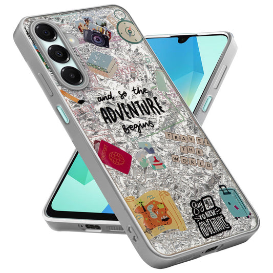 Shiny Foil Design Printed Back Case for Samsung A16 5G With Soft Edges with Glossy Semi-Hard Back