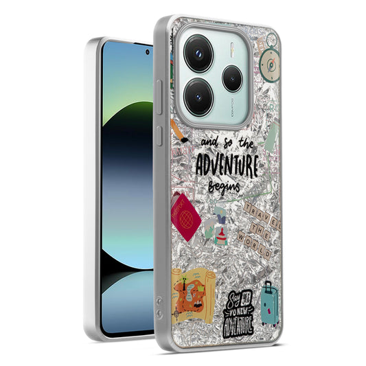 Shiny Foil Design Printed Back Case for Redmi Note 14 SE 5G With Soft Edges with Glossy Semi-Hard Back