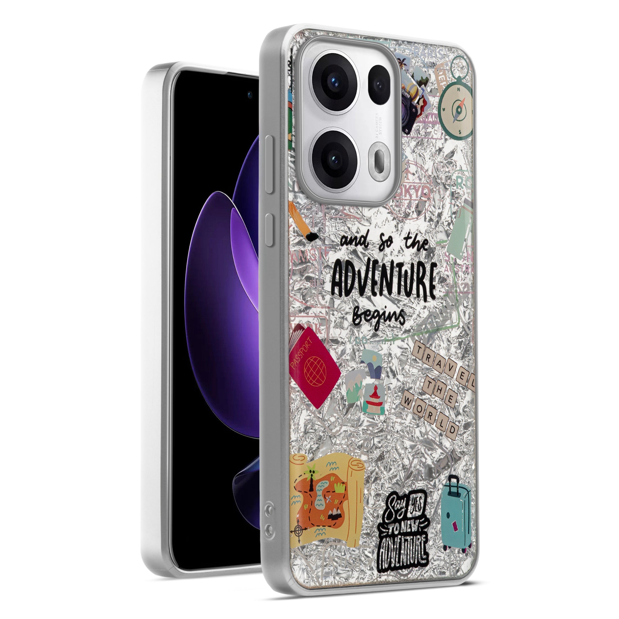 Shiny Foil Design Printed Back Case for Oppo Reno 13 Pro 5G With Soft Edges with Glossy Semi-Hard Back