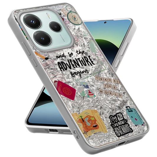 Shiny Foil Design Printed Back Case for Redmi Note 14 SE 5G With Soft Edges with Glossy Semi-Hard Back