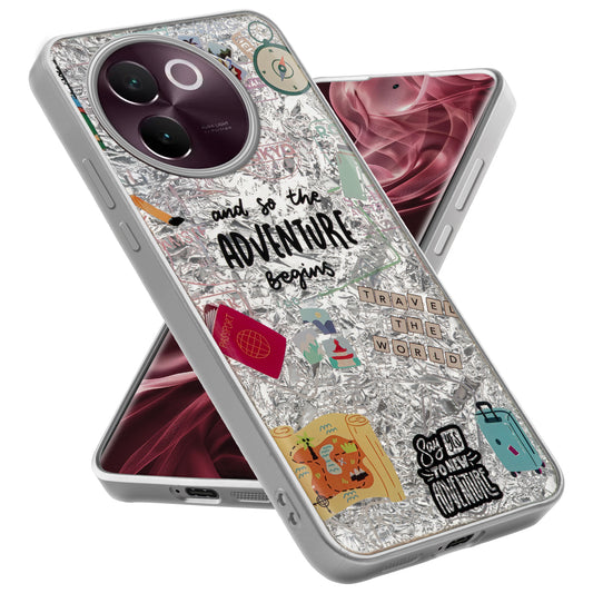 Shiny Foil Design Printed Back Case for Vivo V30e 5G With Soft Edges with Glossy Semi-Hard Back
