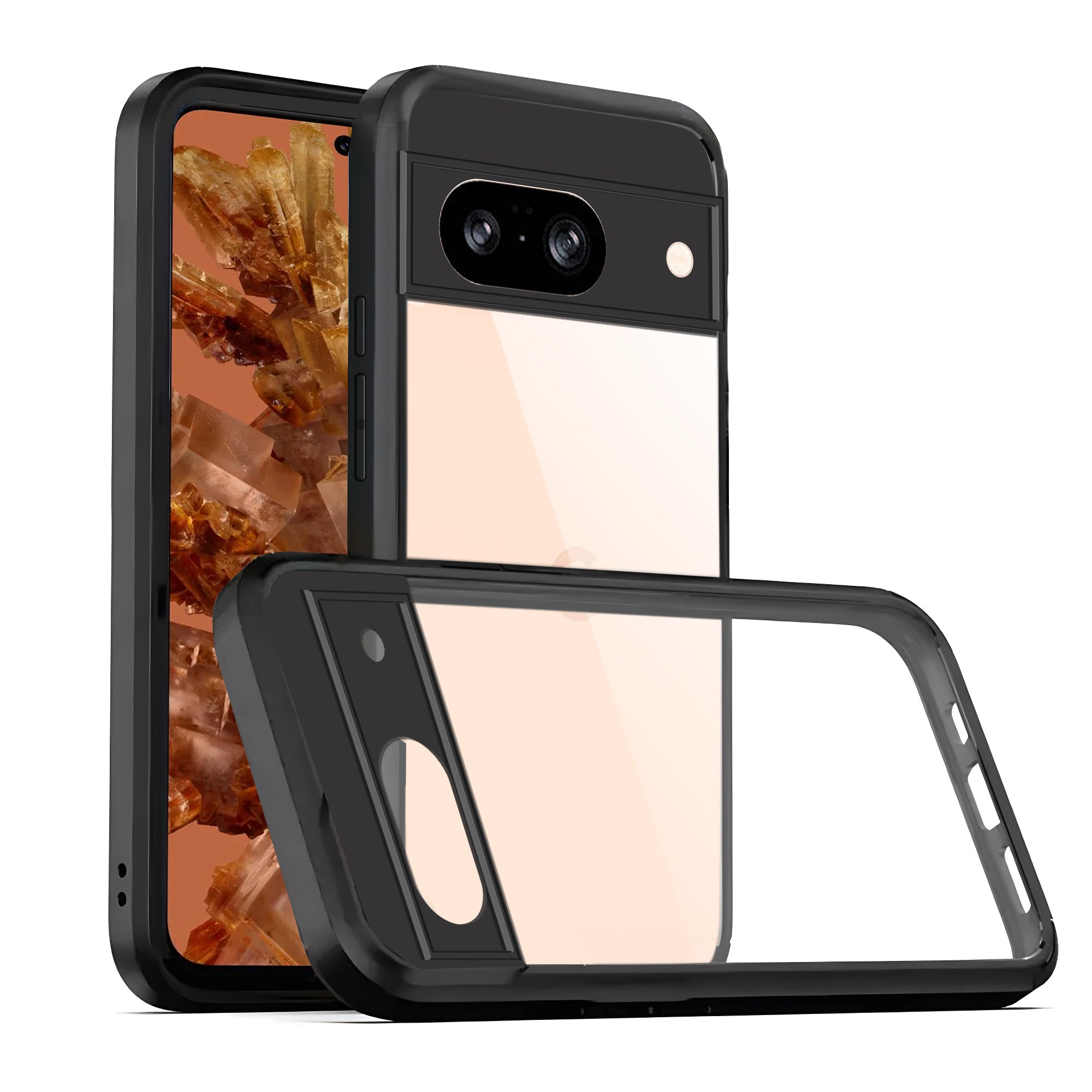 Transparent Case with Silicone Frame Back Cover for Google Pixel 8