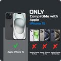 Compatibility comparison image showing iPhone 15 supported, while other iPhone models are not compatible.