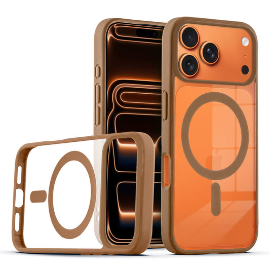 Wireless Charging Support Compatible Transparent Back with Soft Silicone Edge Back Cover For Apple iphone 17 Pro Max