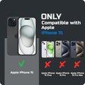 Compatibility comparison image showing iPhone 15 supported, while other iPhone models are not compatible.