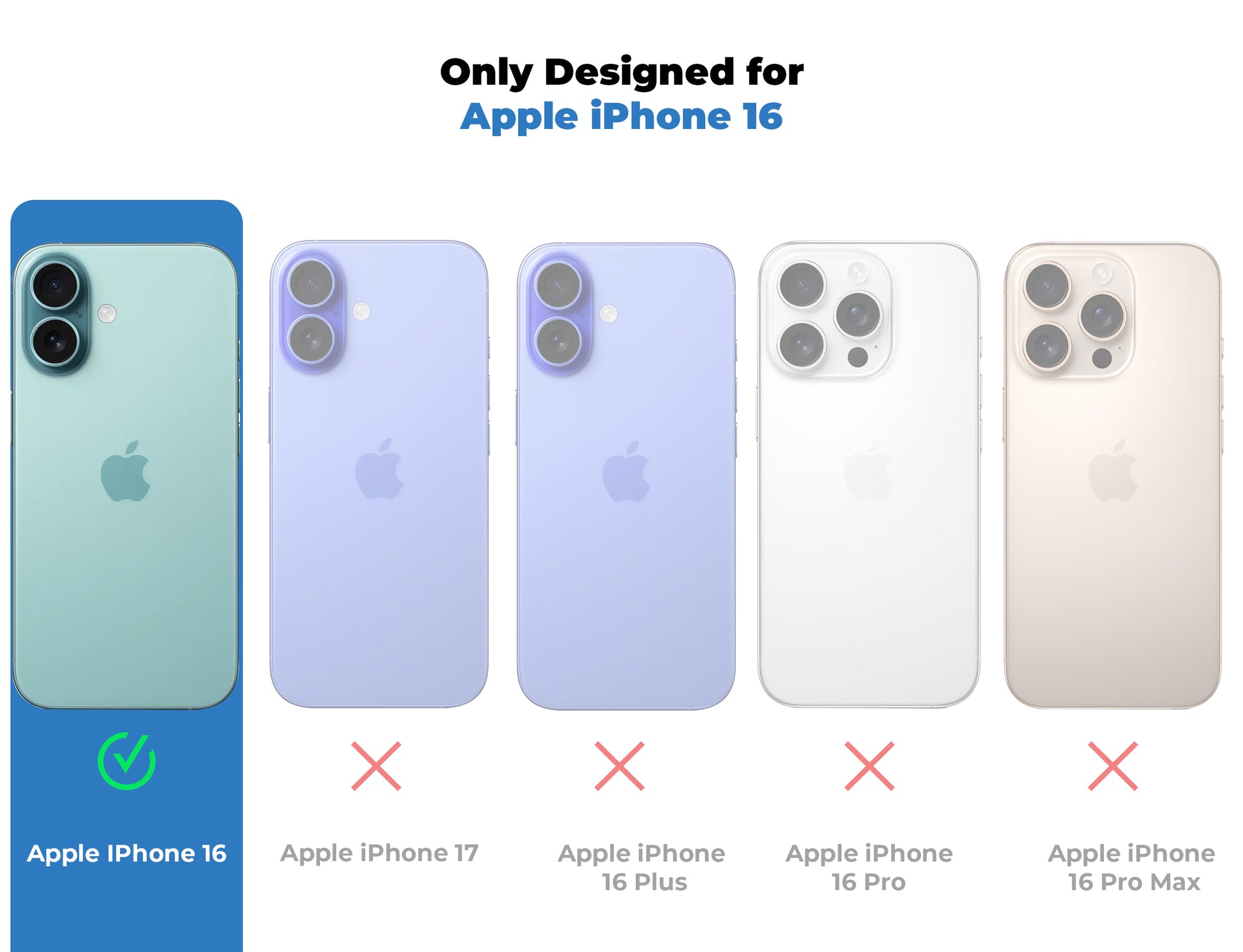 Compatibility comparison image showing iPhone 16 supported, while other iPhone models are not compatible.