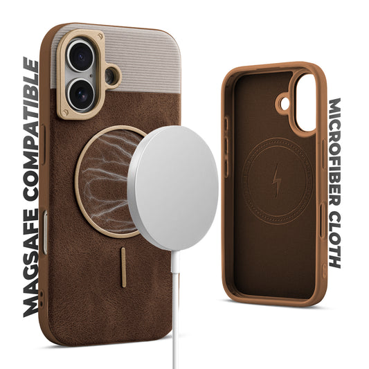 Luxury Leather Wireless Charging Support Case for Apple iPhone 17