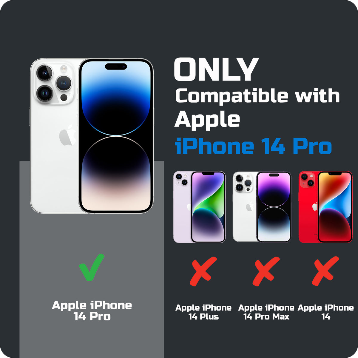 Night Glow & Shiny Hard Phone Cover with Silver Camera Ring For Apple iPhone 14 Pro