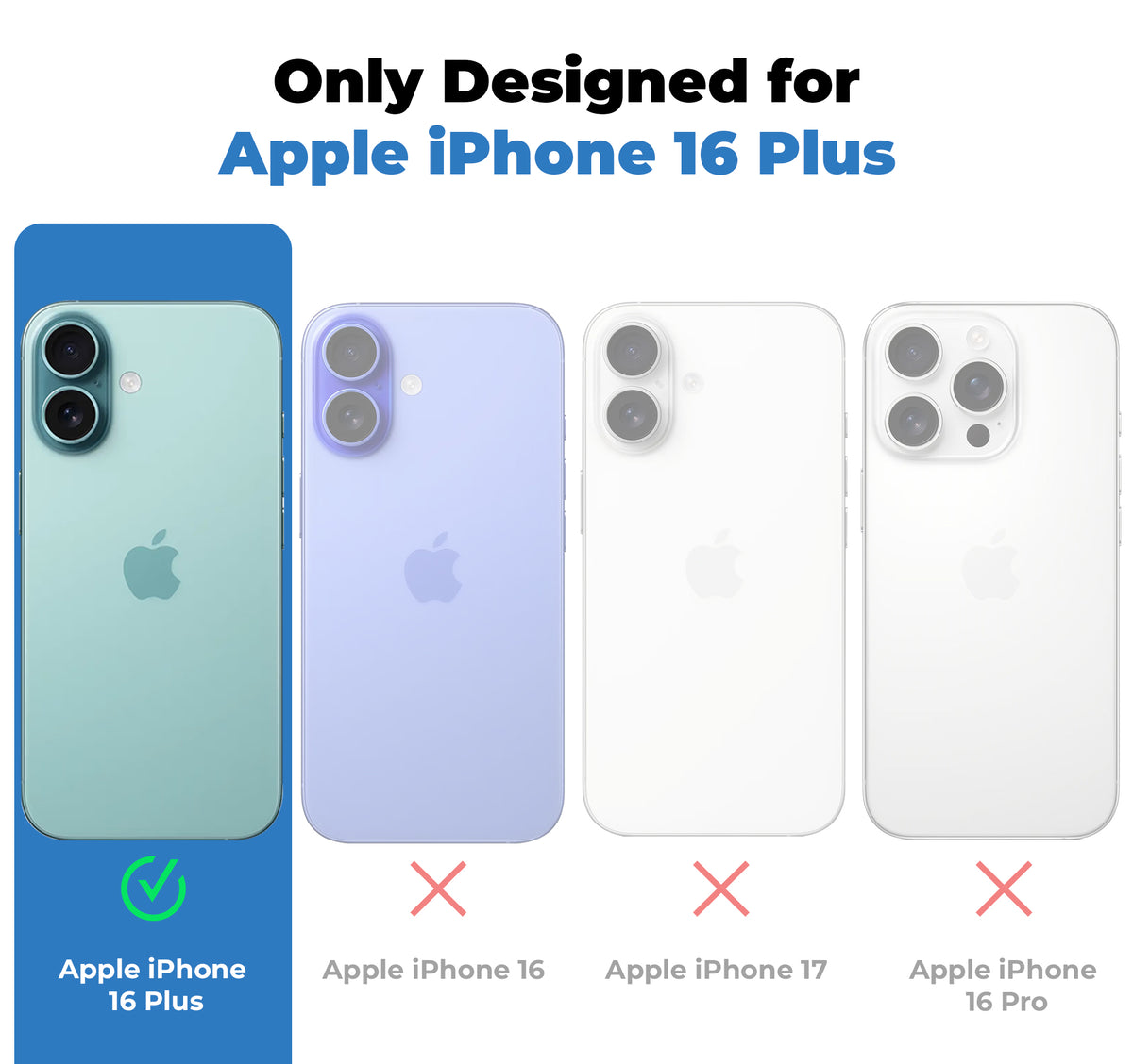 Crystal Clear Hard Back Anti-Yellowing With raised camera edges Phone Case For Apple iPhone 16 Plus