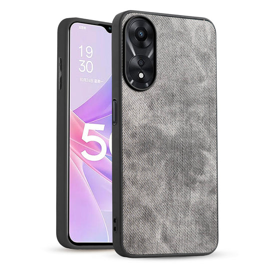 Classic Denim Finish Back Case for Oppo A78 5G with Raised Camera Edges & Micro-Fiber Lining