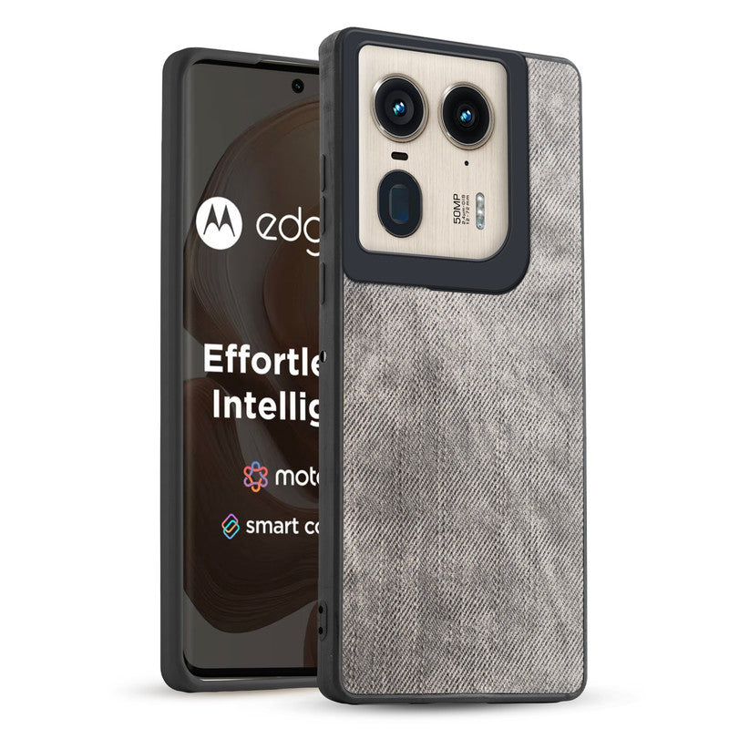 Denim Jeans Cloth Back Cover Case for Motorola Moto Edge 50 Ultra 5G