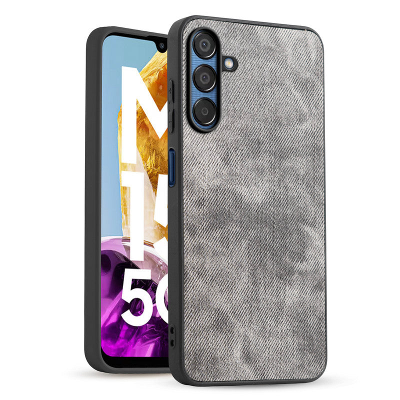 Classic Denim Finish Back Case for Samsung M15 5G with Raised Camera Edges & Micro-Fiber Lining