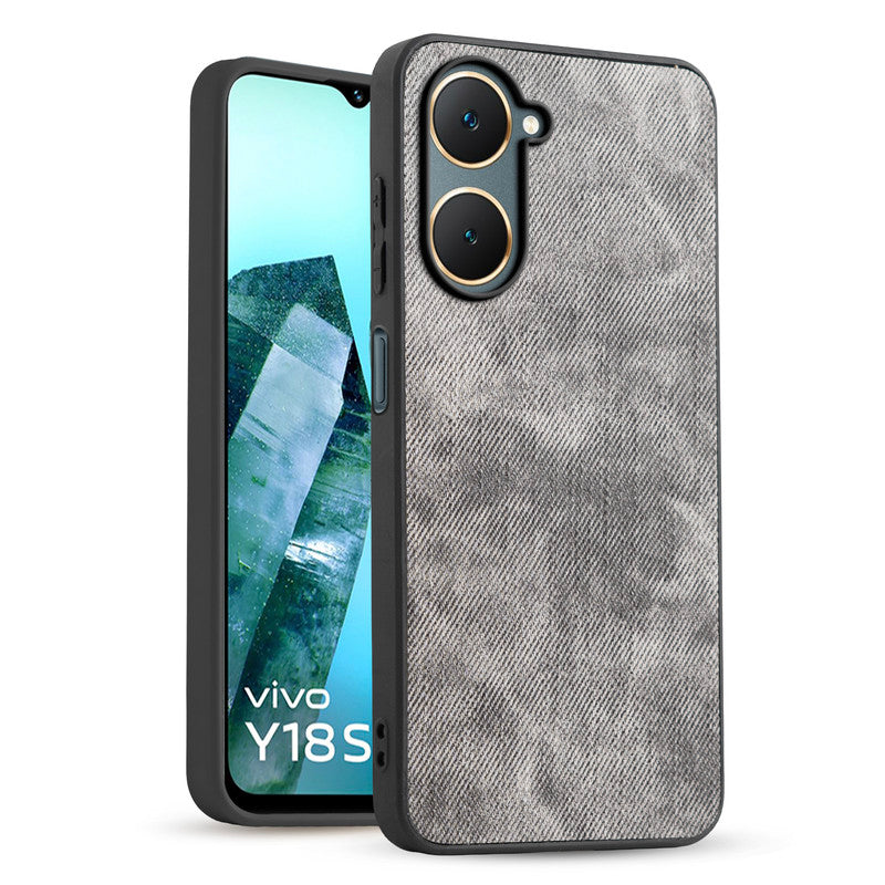 Classic Denim Finish Back Case for Vivo Y18 with Raised Camera Edges & Micro-Fiber Lining